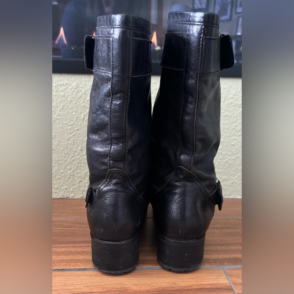 Franco Sarto Black Leather Ankle Moto Boots Size: 8.5 - Picture 6 of 7